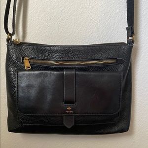 Fossil Black Leather Crossbody Bag